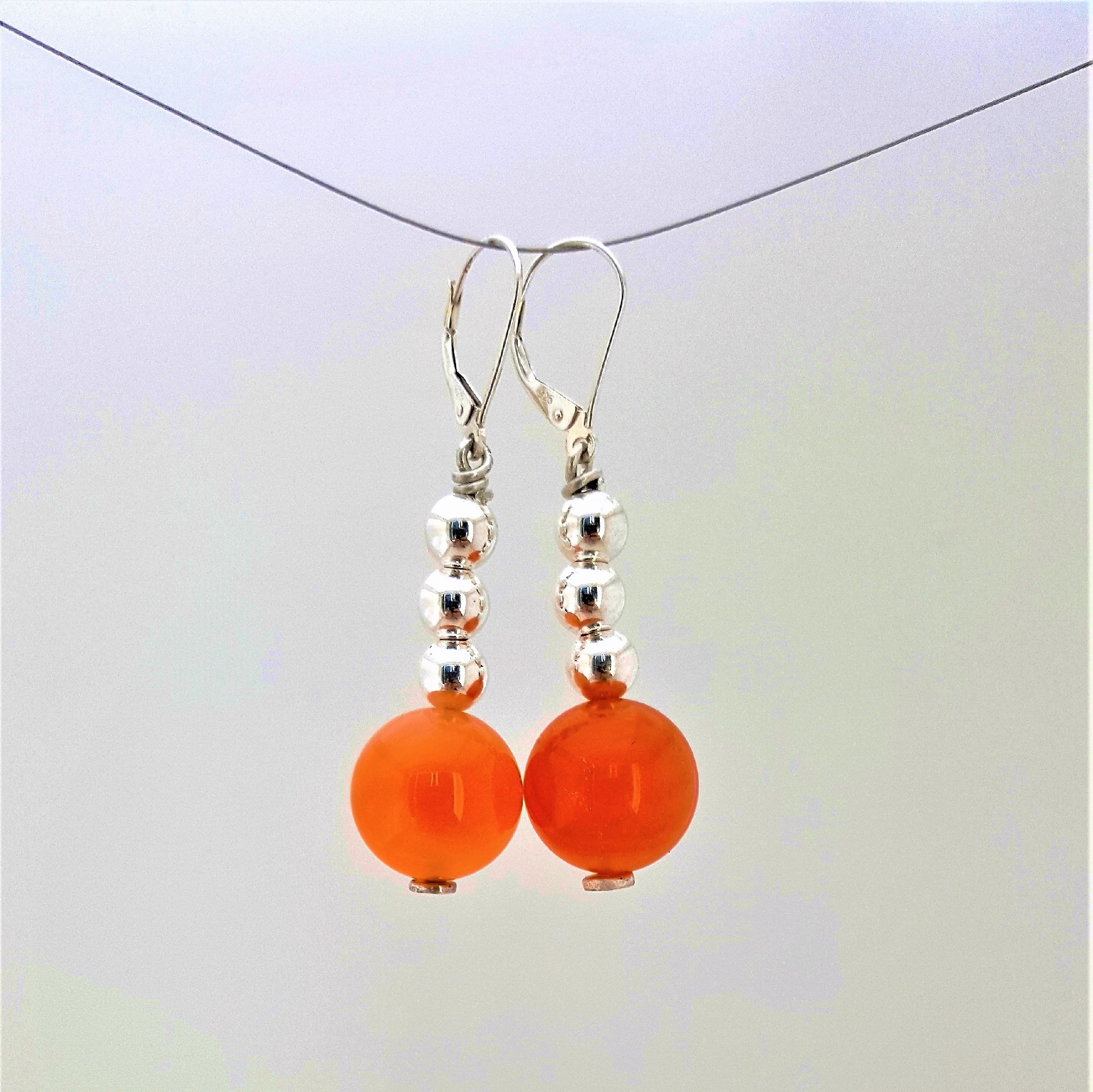 Boucles d’oreilles Potalas en argent et cornaline